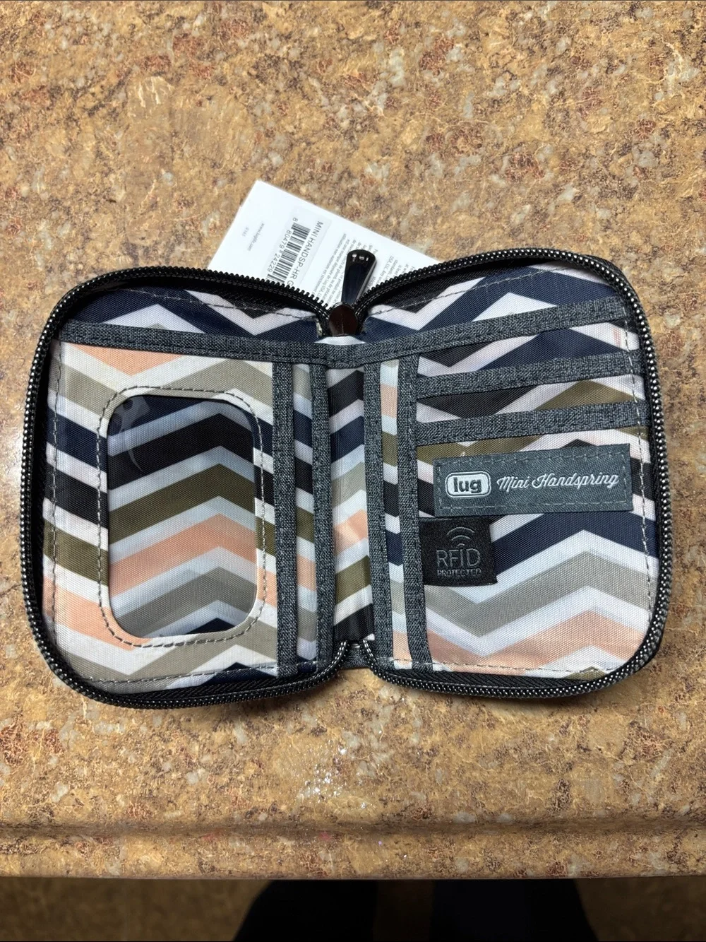 lug Quilted Mini Zip Wallet - Charcoal NWT